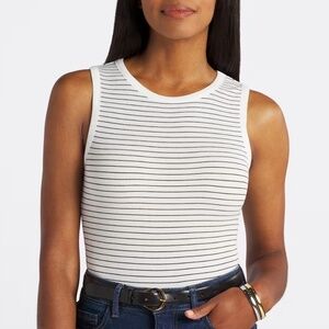 GILLI X STITCH FIX | Chana Knit Bodysuit in White with Black Stripes, Size Small
